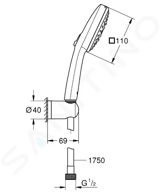 GROHE Vitalio Comfort Set sprchové hlavice, držáku a hadice, 3 proudy, chrom 26176001