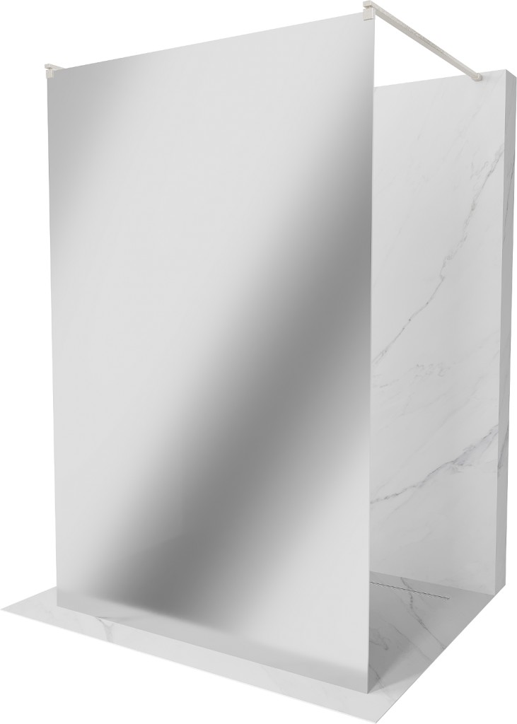 MEXEN/S Kioto samostatně stojící sprchová zástěna 100 x 200, lustro 8 mm, nikl kartáčovaná 800-100-002-97-50
