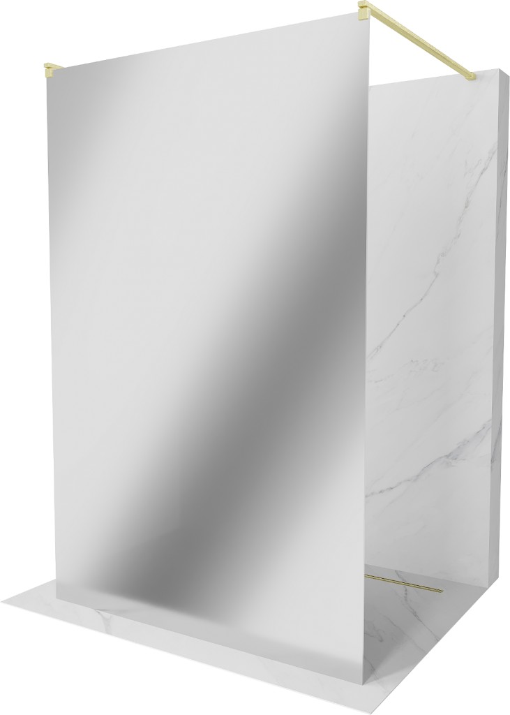 MEXEN/S Kioto samostatně stojící sprchová zástěna 110 x 200, lustro 8 mm, zlatál kartáčovaná 800-110-002-55-50