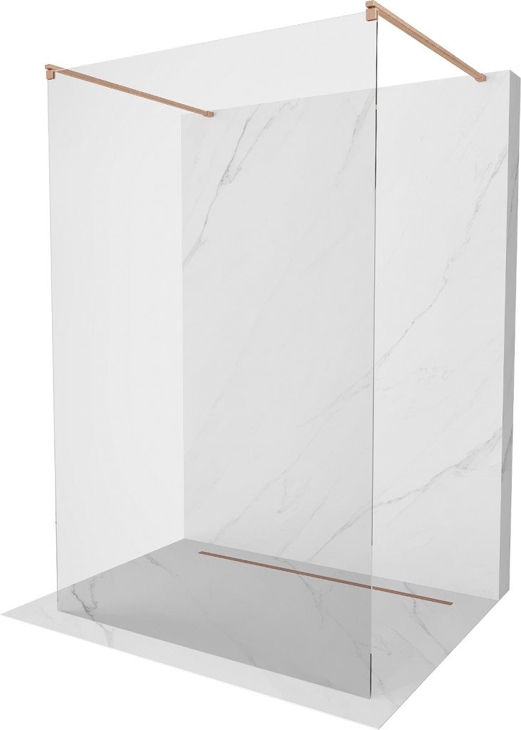 MEXEN/S Kioto samostatně stojící sprchová zástěna 110 x 200, transparent 8 mm, měď kartáčovaná 800-110-002-65-00