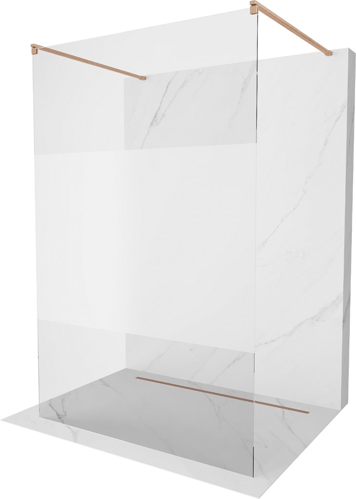 MEXEN/S Kioto samostatně stojící sprchová zástěna 140 x 200, transparent/dekor 8 mm, měď kartáčovaná 800-140-002-65-35