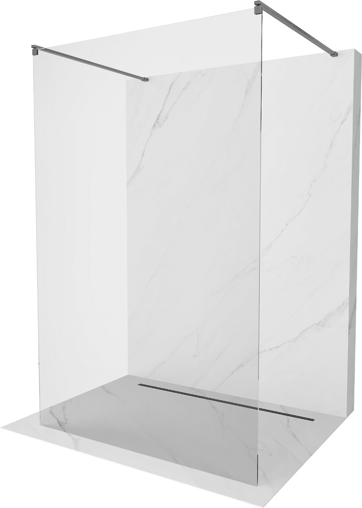 MEXEN/S Kioto samostatně stojící sprchová zástěna 150 x 200, transparent 8 mm, kartáčováný grafit 800-150-002-65-00 800-150-002-66-00