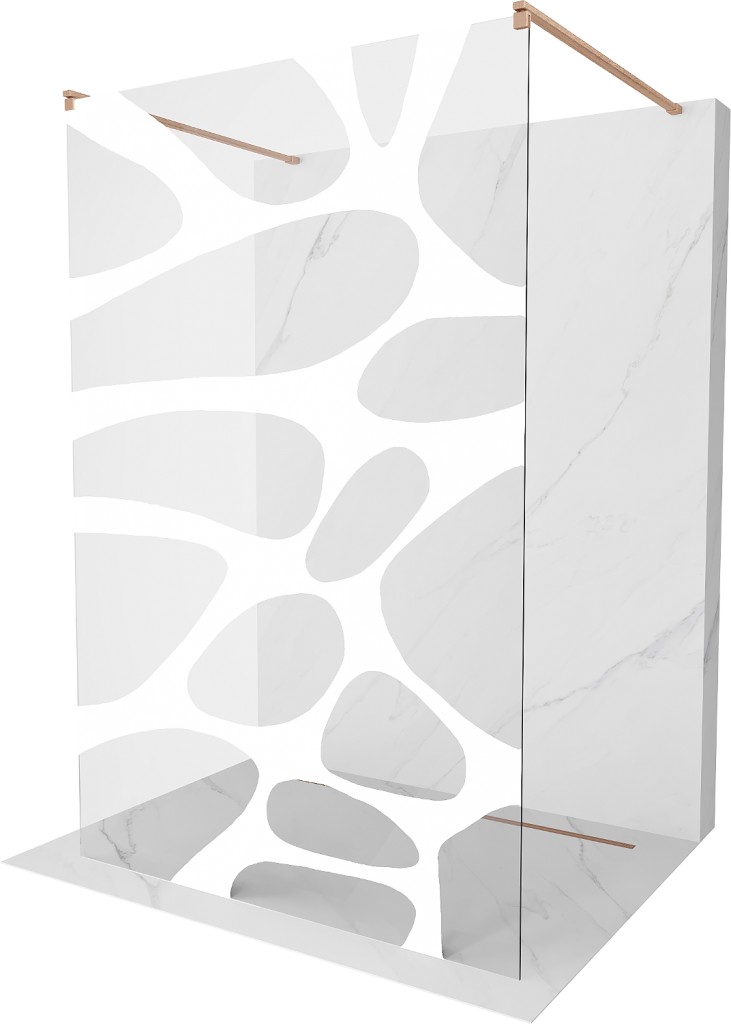 MEXEN/S Kioto samostatně stojící sprchová zástěna 140 x 200, bílý vzor 8 mm, měď kartáčovaná 800-140-002-65-97