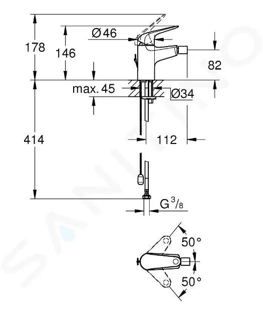 GROHE Euroeco Bidetová baterie, chrom 32882001