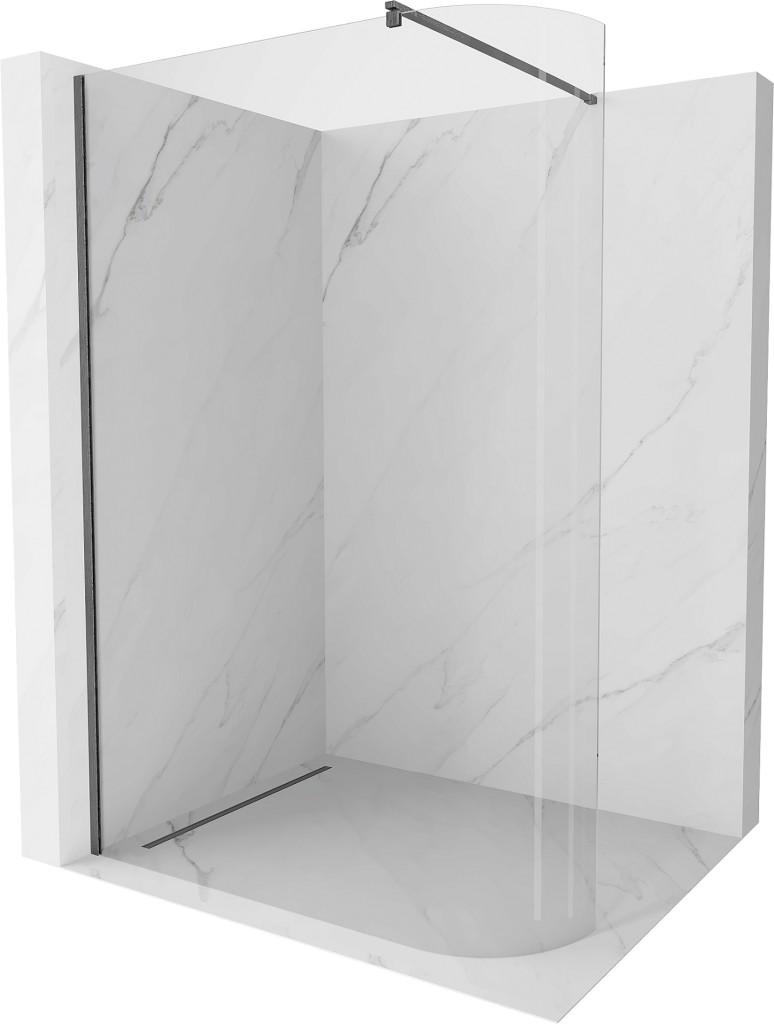 MEXEN/S Kioto Sprchová zástěna WALK-IN Walk-in 100 x 200 cm, transparent 8 mm, grafit kartáčovaná 800-100-101-66-06