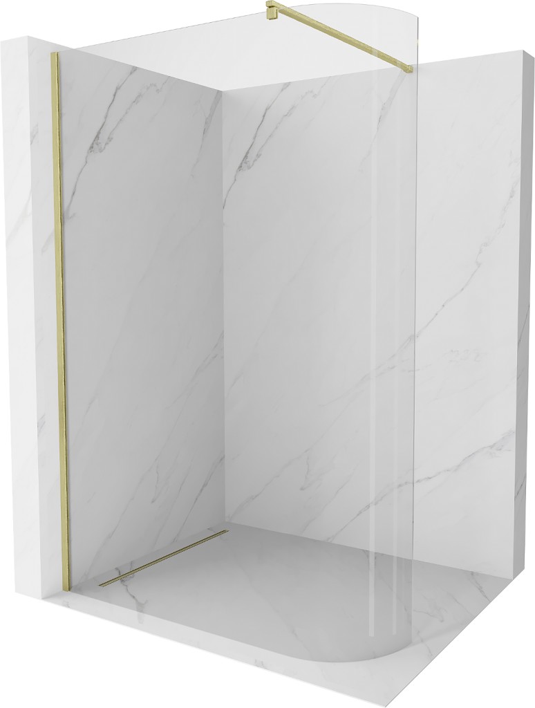 MEXEN/S Kioto Sprchová zástěna WALK-IN Walk-in 110 x 200 cm, transparent 8 mm, zlatá kartáčovaná 800-110-101-55-06