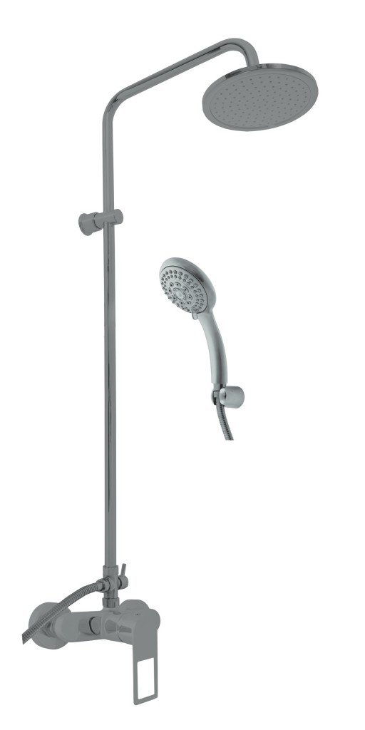 SLEZAK-RAV Vodovodní baterie sprchová s hlavovou a ruční sprchou NIL metal grey lesklá, Barva: METAL GREY lesklá, Povrchová úprava: PVD, Rozměr: 150 mm NL282.5/7MGL
