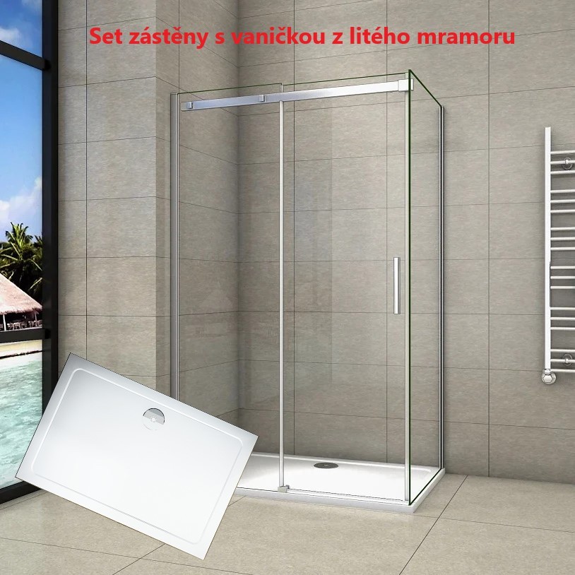 H K Obdélníkový sprchový kout HARMONY 150x80, L/P varianta včetně sprchové vaničky z litého mramoru SE-HARMONY15080/THOR-15080