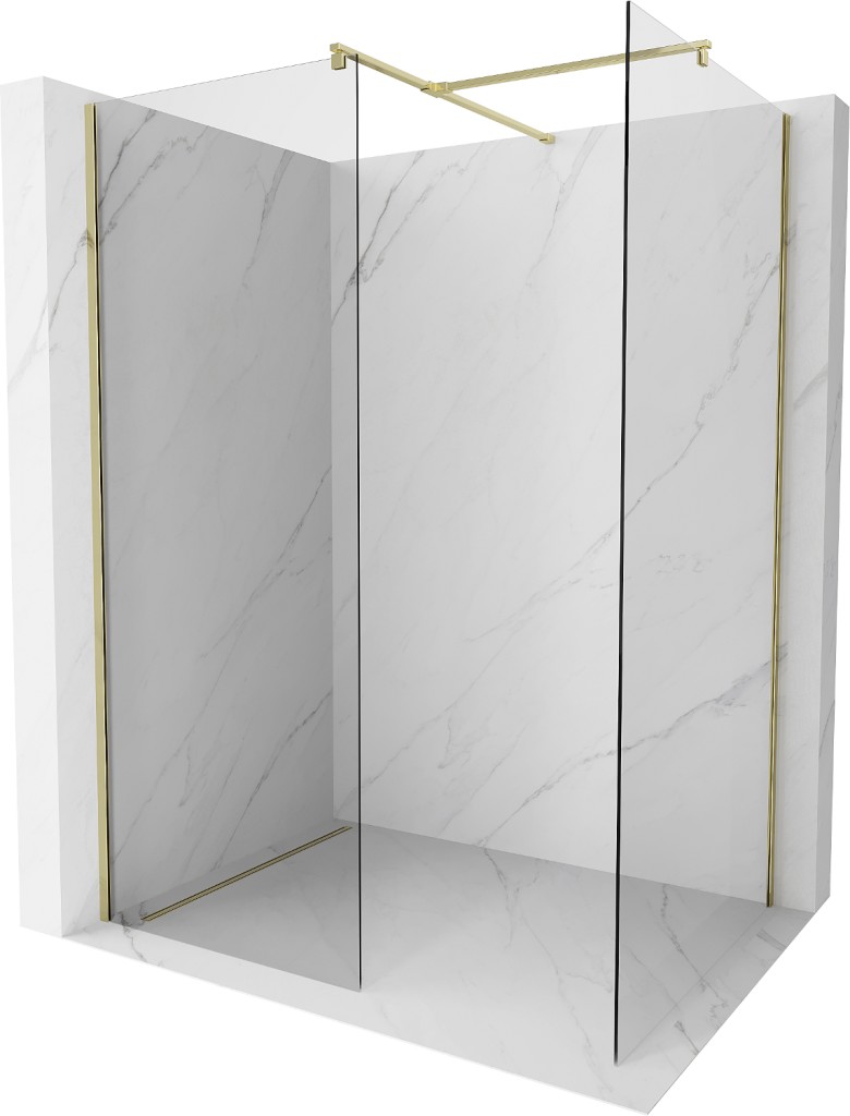 MEXEN/S Kioto Sprchová zástěna WALK-IN 110 x 75 cm, transparent, zlatá 800-110-202-50-00-075