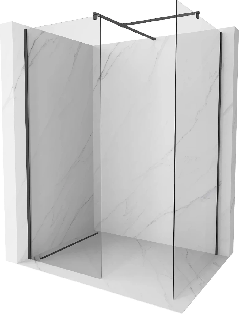 MEXEN/S Kioto Sprchová zástěna WALK-IN 135 x 110 cm, transparent, černá 800-135-202-70-00-110