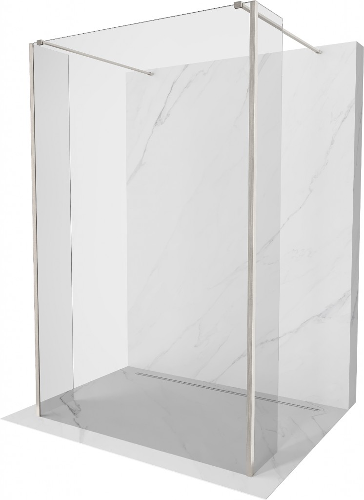 MEXEN/S Kioto Sprchová zástěna WALK-IN volněstojící 90 x 30 x 30 cm, transparent, nikl kartáčovaná 800-090-030-222-97-00-030