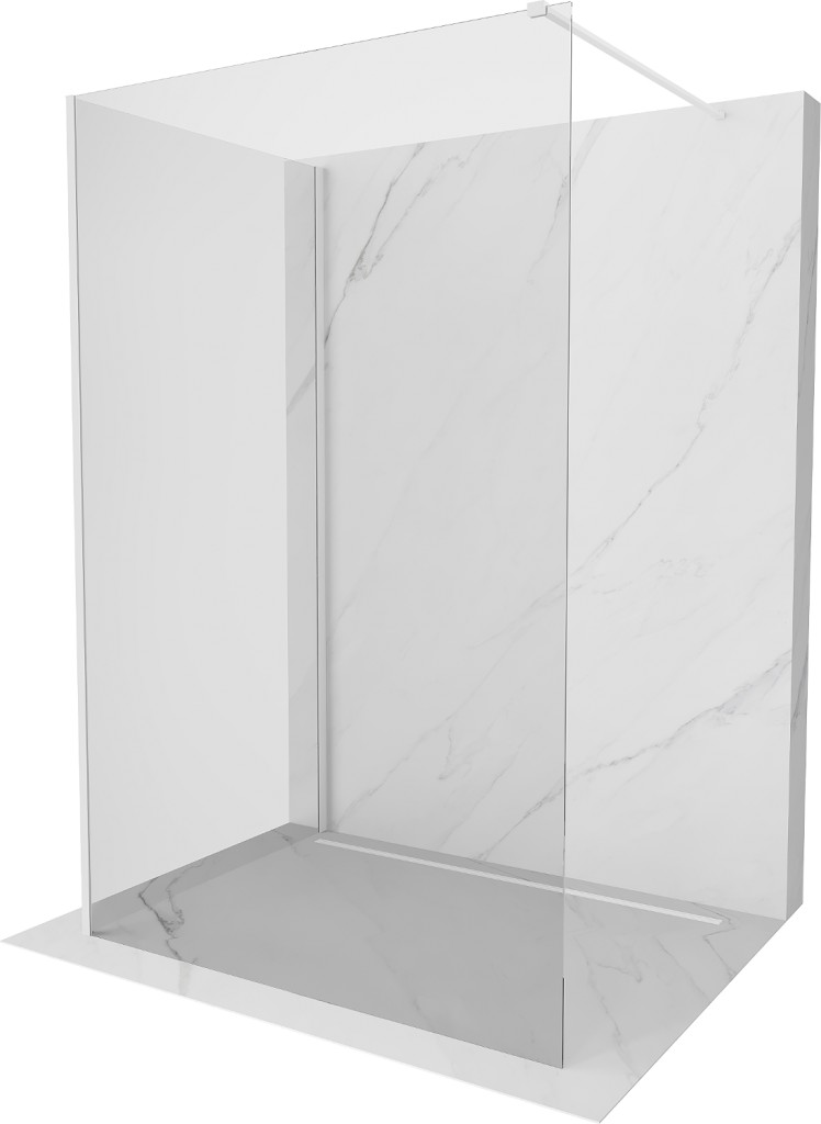 MEXEN/S Kioto Sprchová zástěna WALK-IN 90 x 70 cm, transparent, bílá 800-090-212-20-00-070