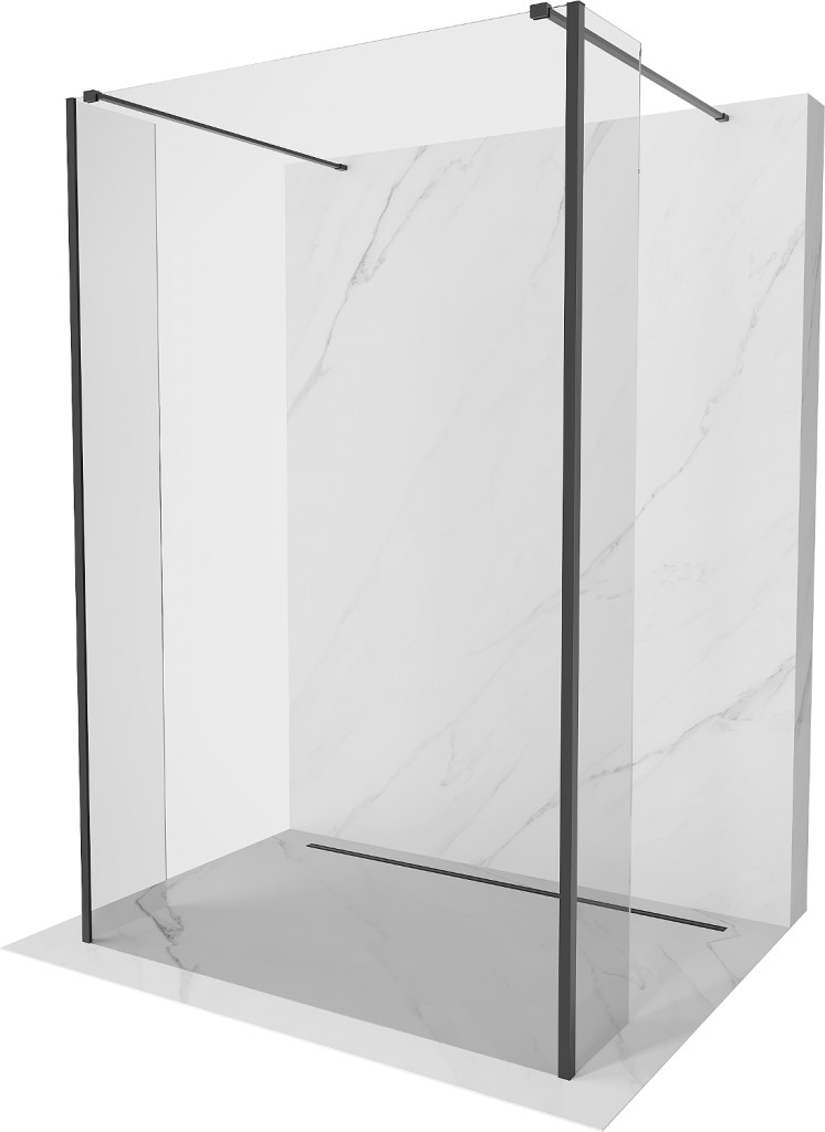 MEXEN/S Kioto Sprchová zástěna WALK-IN volněstojící 95 x 30 x 30 cm, transparent, černá 800-095-030-222-70-00-030