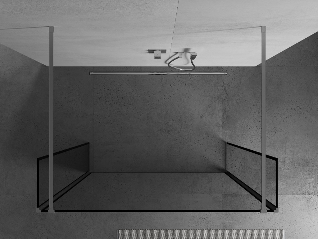 MEXEN/S Kioto Sprchová zástěna WALK-IN volněstojící 110 x 30 x 30 cm, černý vzor, chrom 800-110-030-222-01-70-030