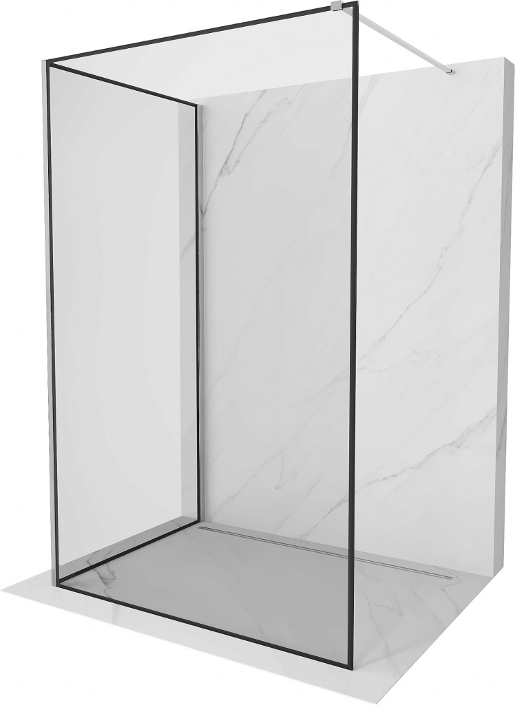 MEXEN/S Kioto Sprchová zástěna WALK-IN 110 x 80 cm, černý vzor, chrom 800-110-212-01-70-080