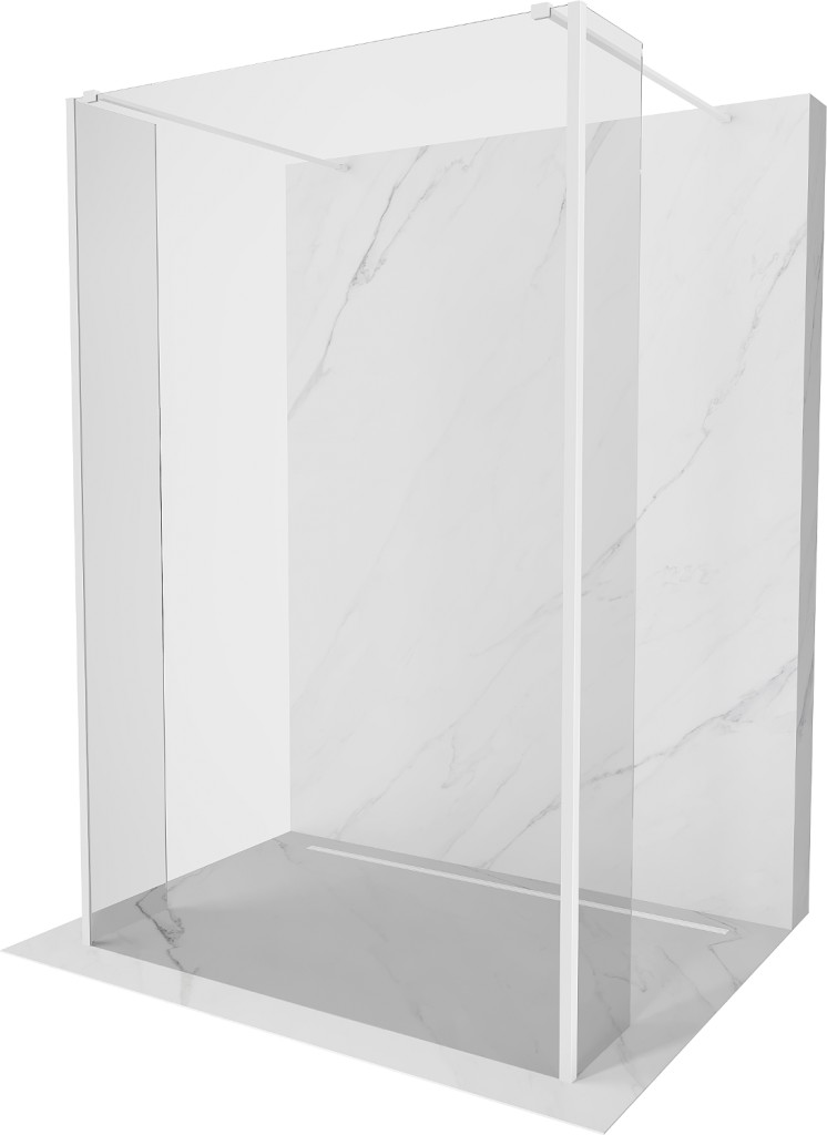 MEXEN/S Kioto Sprchová zástěna WALK-IN volněstojící 150 x 30 x 30 cm, transparent, bílá 800-150-030-222-20-00-030