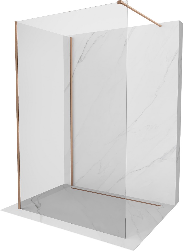 MEXEN/S Kioto Sprchová zástěna WALK-IN 100 x 85 cm, transparent, měď kartáčovaná 800-100-212-65-00-085