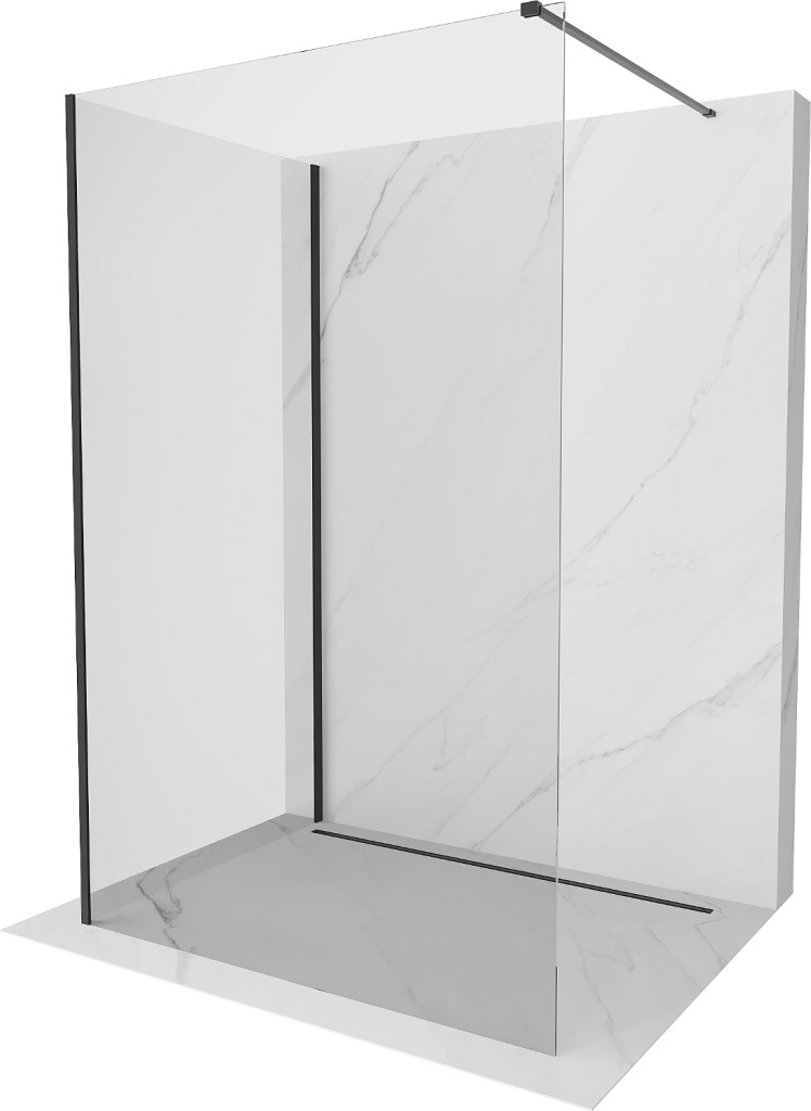 MEXEN/S Kioto Sprchová zástěna WALK-IN 100 x 75 cm, transparent, černá 800-100-212-70-00-075
