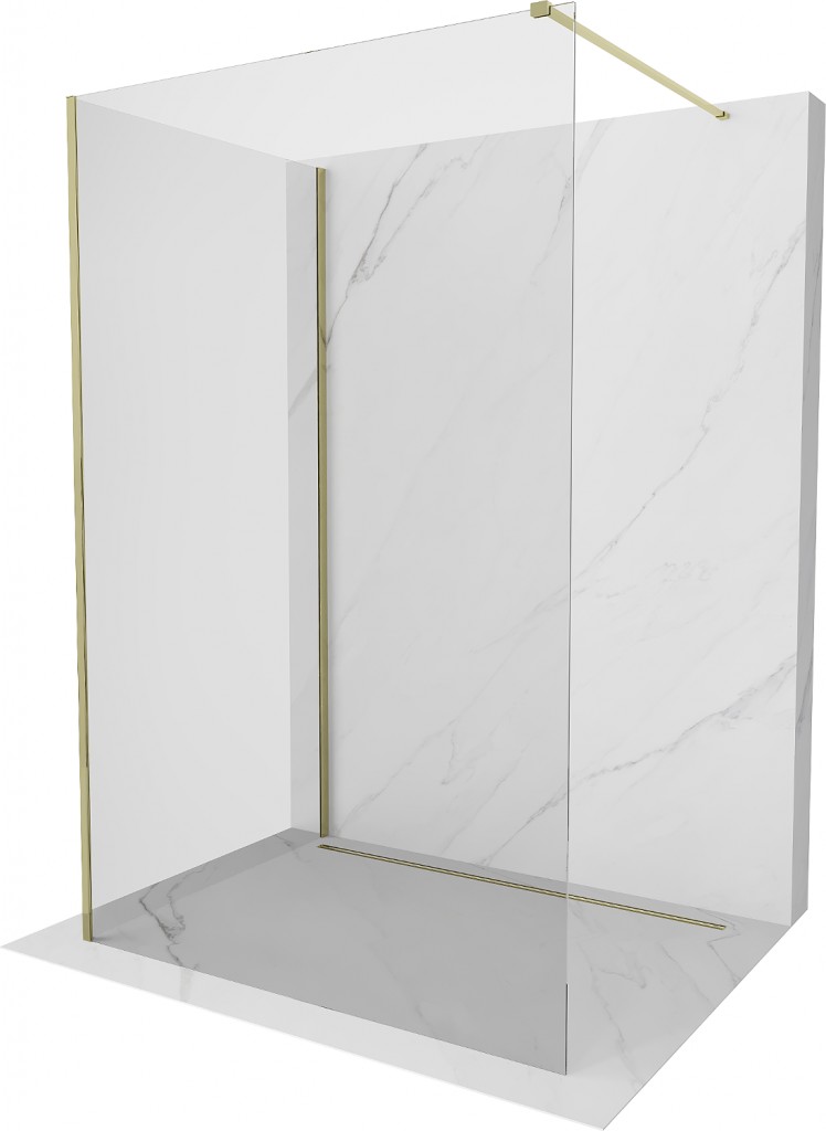 MEXEN/S Kioto Sprchová zástěna WALK-IN 110 x 75 cm, transparent, zlatá 800-110-212-50-00-075