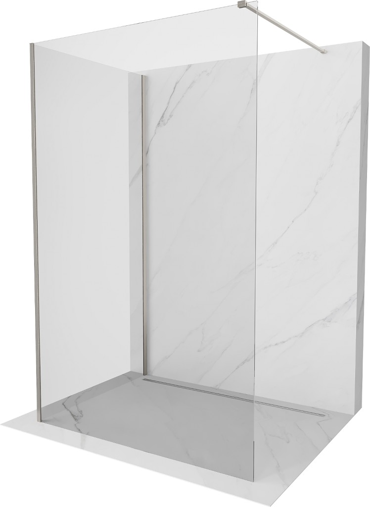 MEXEN/S Kioto Sprchová zástěna WALK-IN 110 x 85 cm, transparent, nikl kartáčovaná 800-110-212-97-00-085