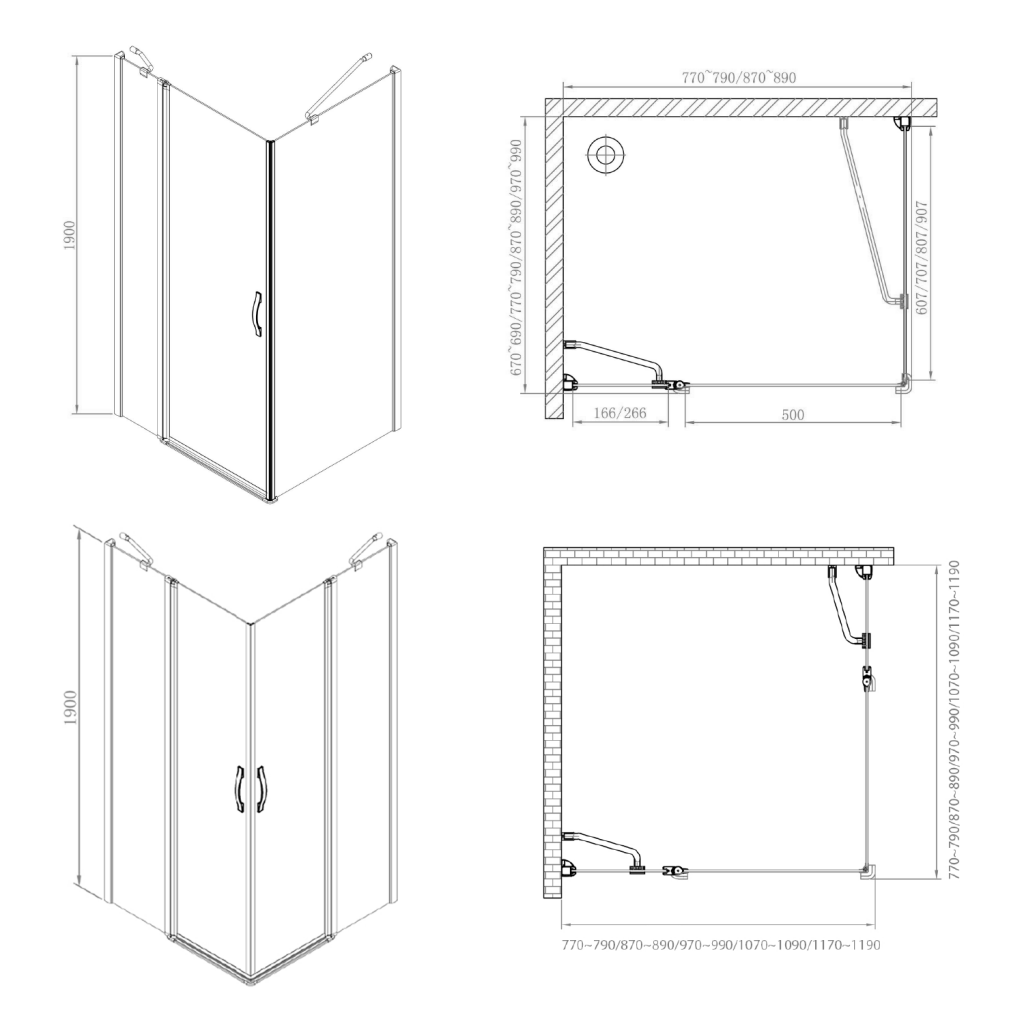 GELCO ONE Obdélníkový sprchový kout 1100x800, čiré sklo, GO4811-GO3580 GO4811-GO3580