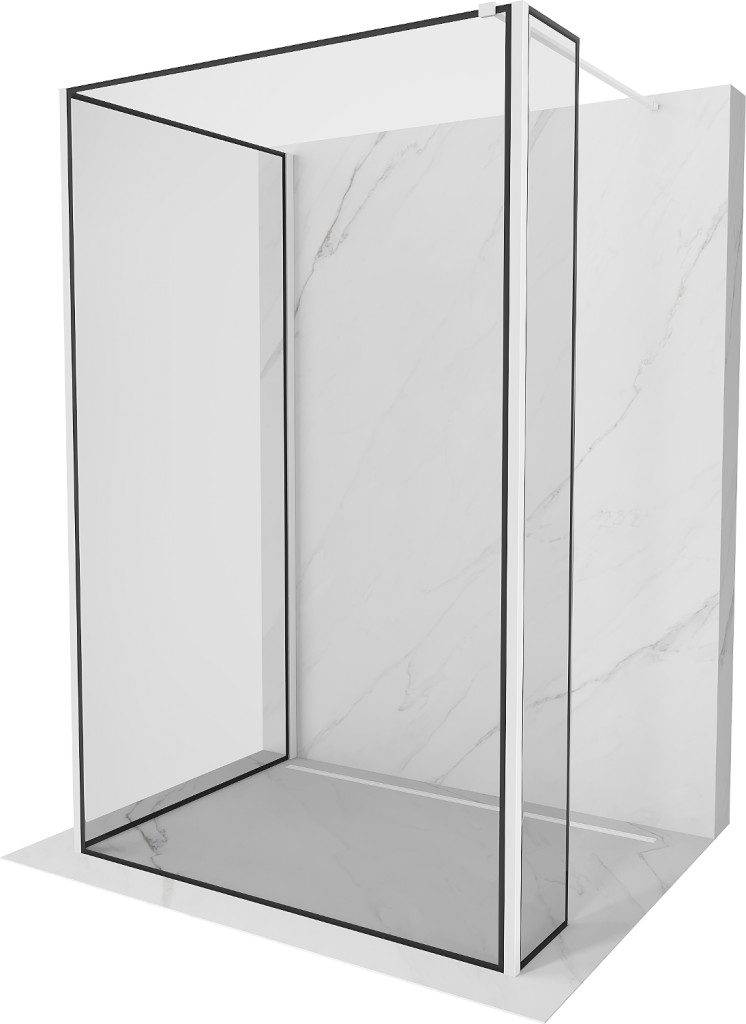 MEXEN/S Kioto Sprchová zástěna WALK-IN 100 x 70 x 30 cm, černý vzor, bílá 800-100-070-221-20-70-030