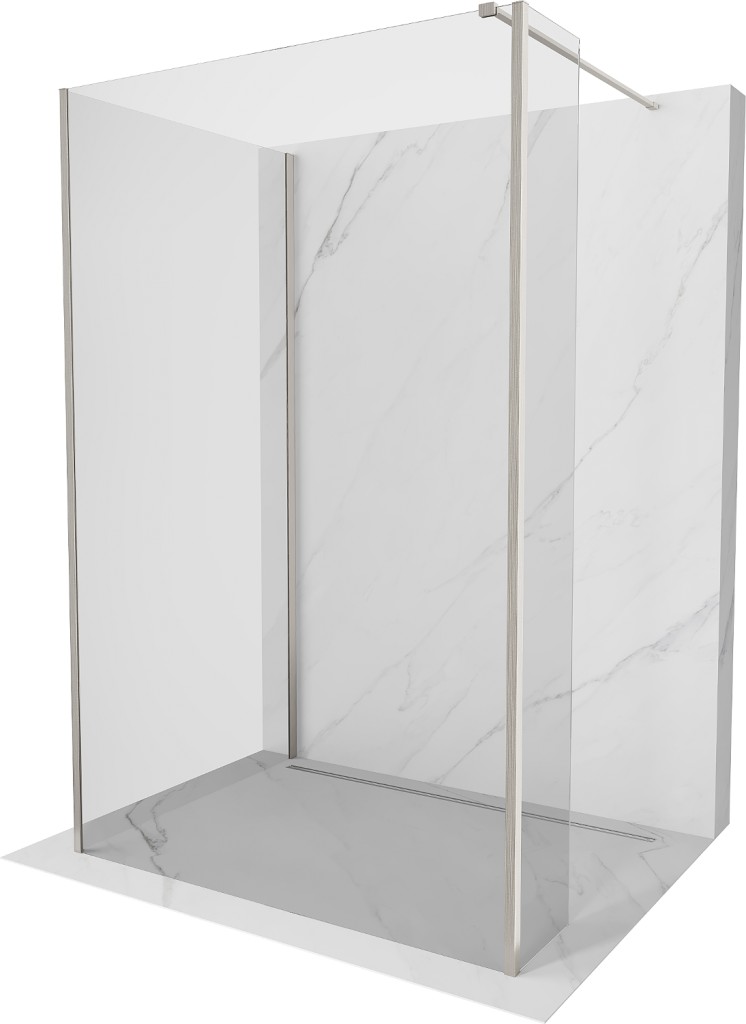 MEXEN/S Kioto Sprchová zástěna WALK-IN 90 x 70 x 30 cm, transparent, nikl kartáčovaná 800-090-070-221-97-00-030