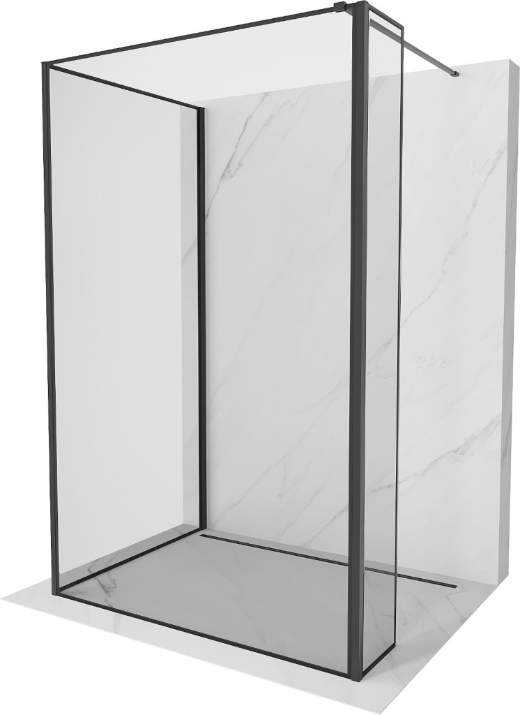 MEXEN/S Kioto Sprchová zástěna WALK-IN 100 x 90 x 40 cm, černý vzor, černá 800-100-090-221-70-70-040