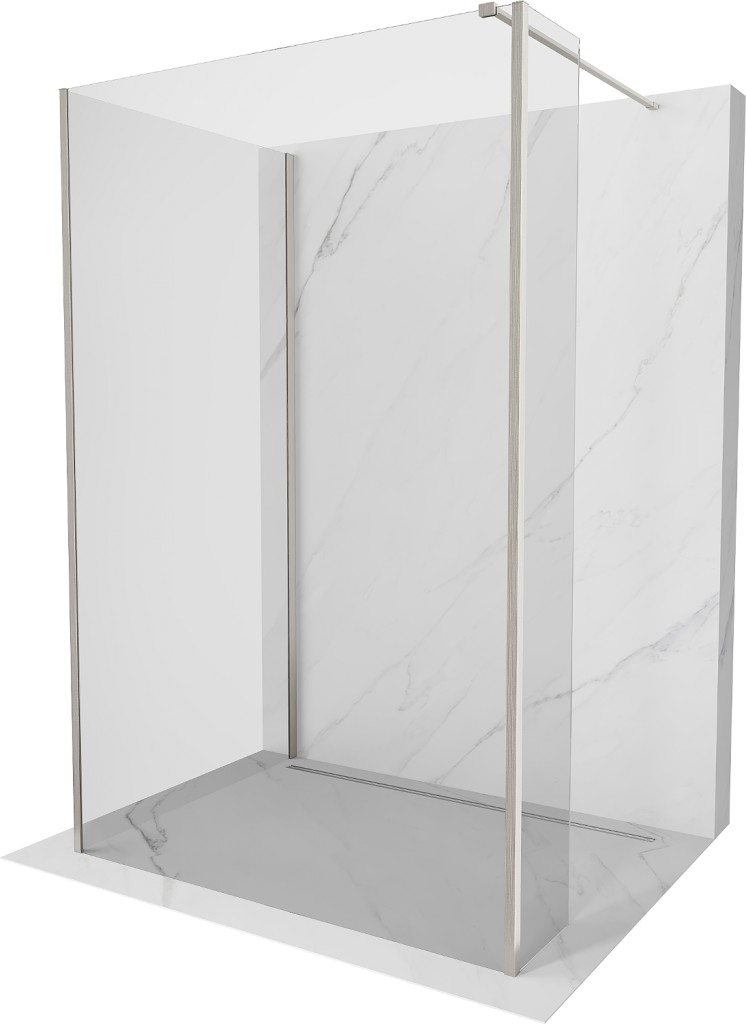 MEXEN/S Kioto Sprchová zástěna WALK-IN 110 x 95 x 30 cm, transparent, nikl kartáčovaná 800-110-095-221-97-00-030