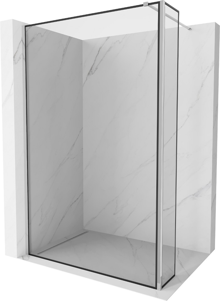 MEXEN/S Kioto Sprchová zástěna WALK-IN 110 x 30 cm, černý vzor, chrom 800-110-212-01-70-030