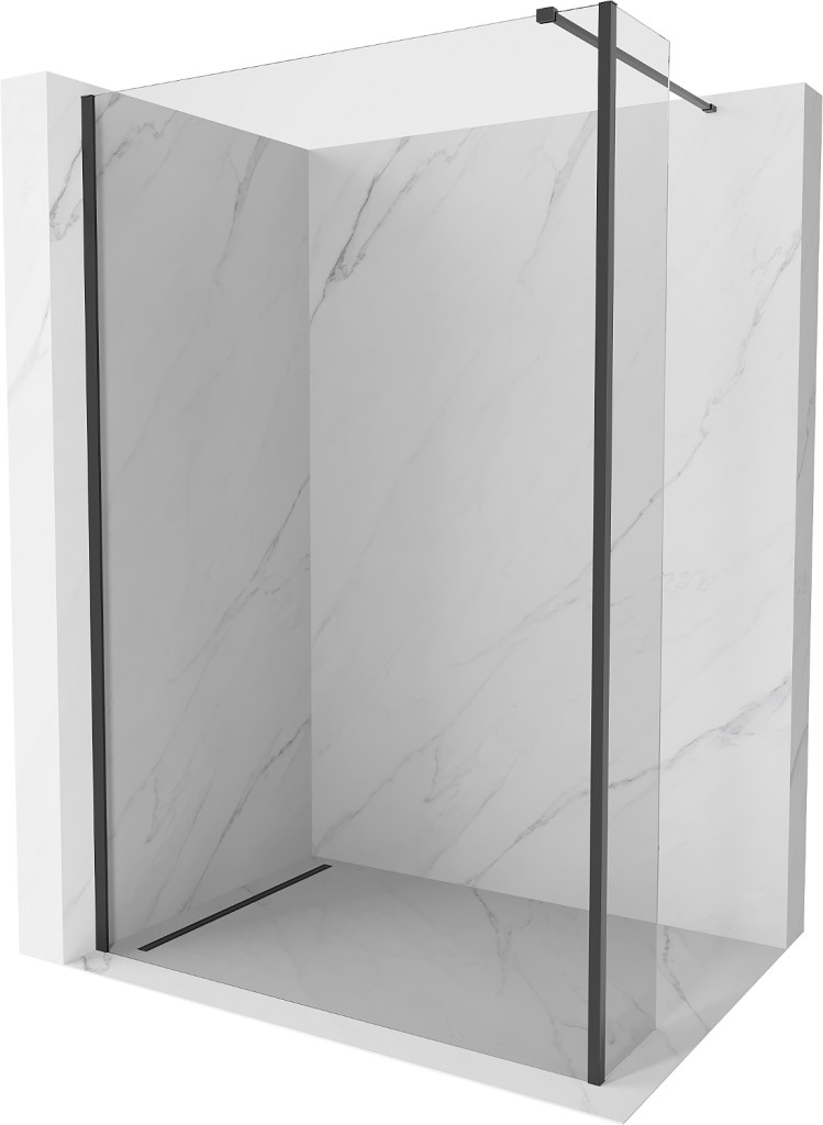 MEXEN/S Kioto Sprchová zástěna WALK-IN 90 x 30 cm, transparent, černá 800-090-212-70-00-030