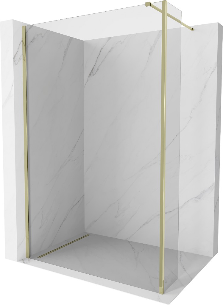 MEXEN/S Kioto Sprchová zástěna WALK-IN 110 x 30 cm, transparent, zlatá 800-110-212-50-00-030