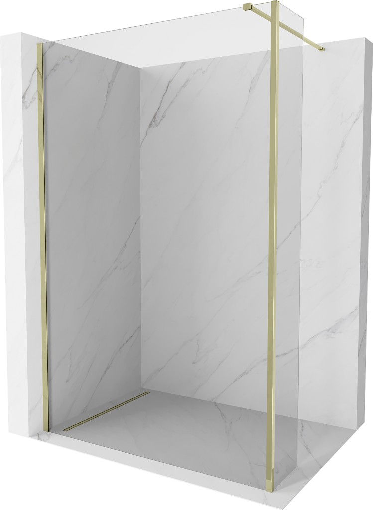 MEXEN/S Kioto Sprchová zástěna WALK-IN 145 x 40 cm, transparent, zlatá 800-145-212-50-00-040