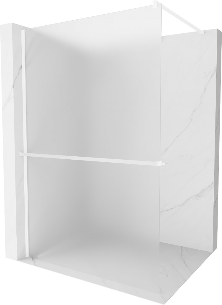 MEXEN/S Kioto+ Sprchová zástěna WALK-IN s poličkou a držákem ručníků 80 x 200 cm, vzor, bílá 800-080-121-20-30