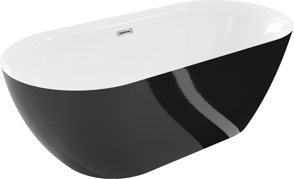 MEXEN/S Roxy volně stojící vana 170 x 80 cm, bílá/černá, sifon a přepad chrom 51201708075-01