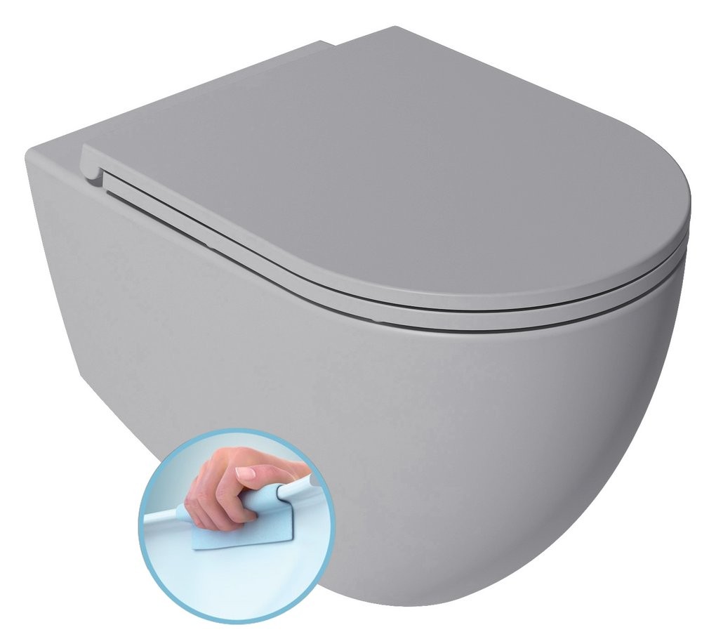 SAPHO INFINITY závěsná WC mísa, Rimless, 36,5x53cm, stone grey 10NF02001-2V