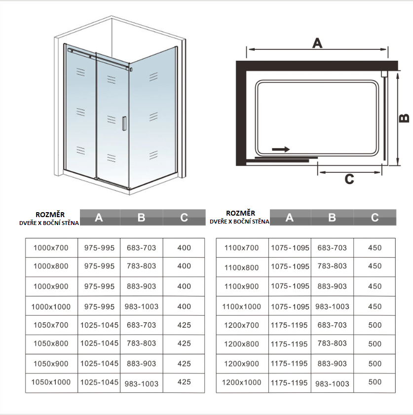 H K Obdélníkový sprchový kout HARMONY 110x80, L/P varianta SE-HARMONY11080