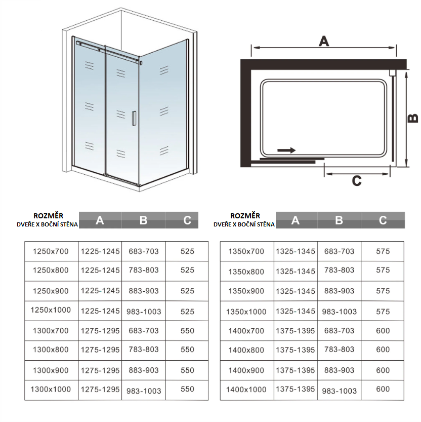 H K Obdélníkový sprchový kout HARMONY 110x80, L/P varianta SE-HARMONY11080