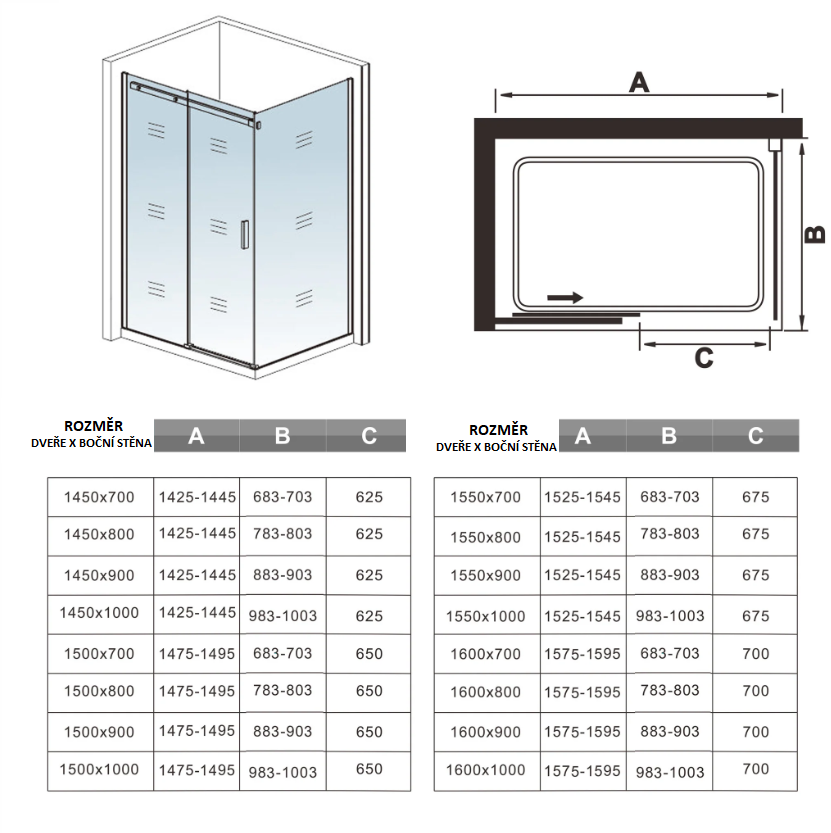 H K Obdélníkový sprchový kout HARMONY 110x80, L/P varianta SE-HARMONY11080