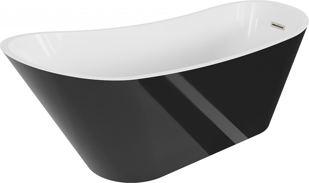 MEXEN/S Alta volně stojící vana 170 x 75 cm, bílá/černá, sifon a přepad nikl kartáčovaná 52141707575-97