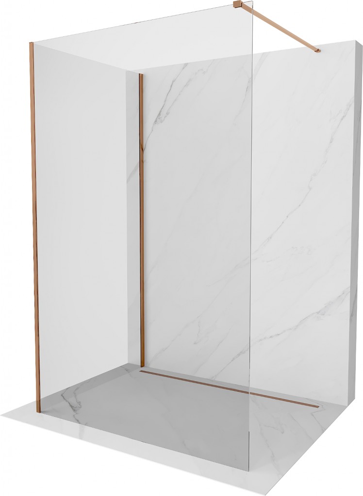 MEXEN/S Kioto Sprchová zástěna WALK-IN 95 x 90 cm, transparent, růžové zlato 800-095-212-60-00-090