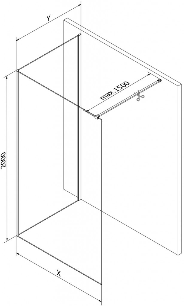 MEXEN/S Kioto Sprchová zástěna WALK-IN 90 x 80 cm, transparent, nikl kartáčovaná 800-090-212-97-00-080