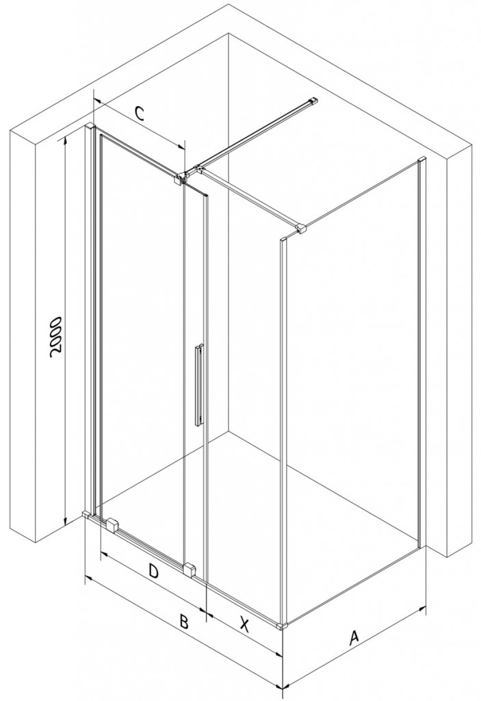 MEXEN/S Velar sprchový kout, posuvné dveře 90 x 75 cm, dekor, zlato 871-090-075-31-50