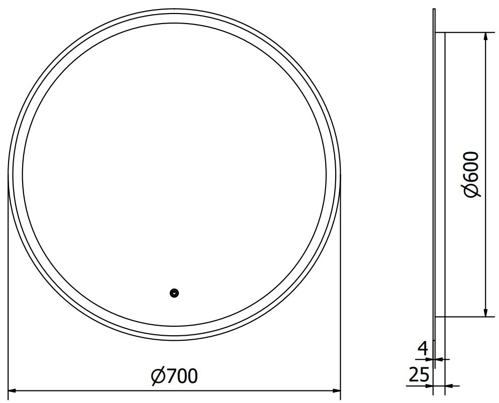 MEXEN Gobi zrcadlo s osvětlením 70 cm, LED 6000K, 9801-070-070-611-00