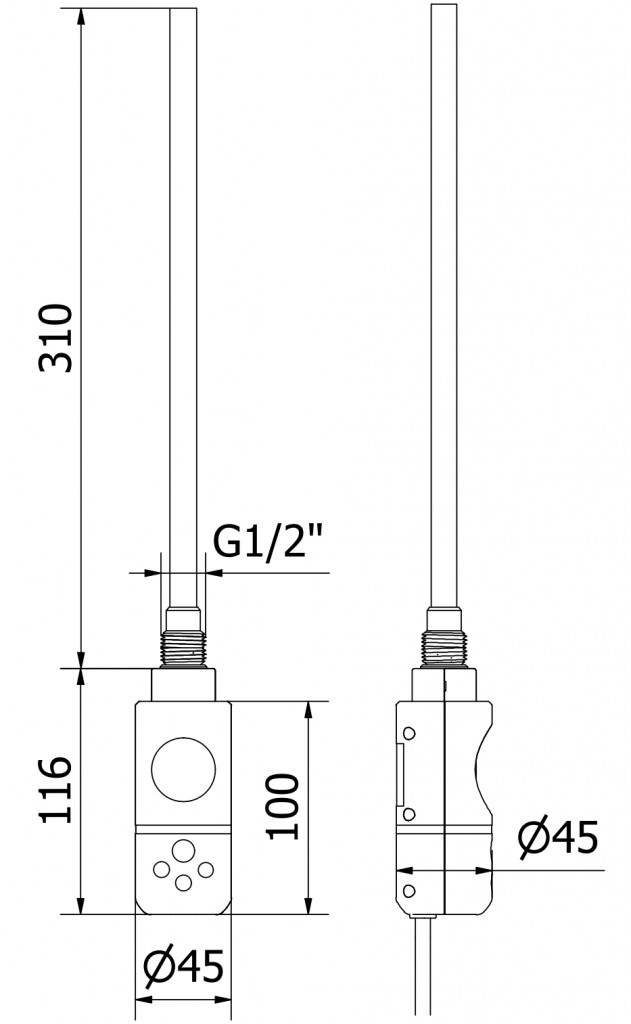 MEXEN/S Jari radiátor + topná tyč 1005 x 550 mm, 300 W, bílá W115-1005-550-2300-20