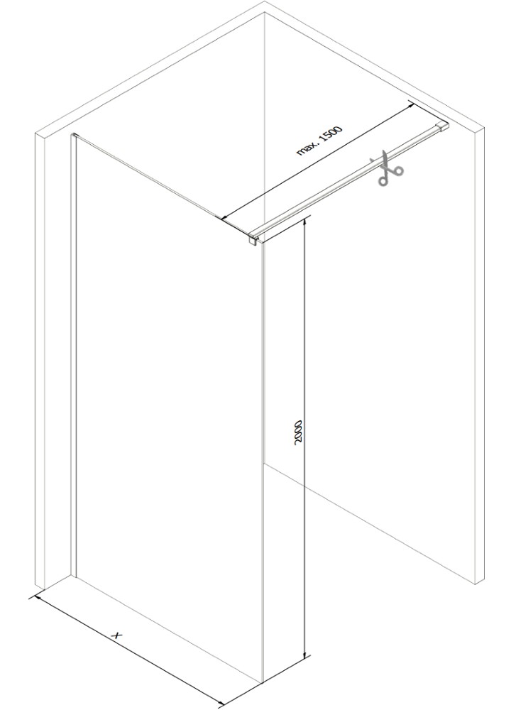 MEXEN/S Kioto Sprchová zástěna WALK-IN 80 x 200, transparent/dekor 8 mm, měď kartáčovaná 800-080-101-65-35