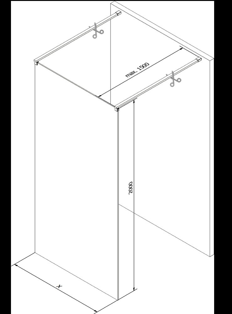 MEXEN/S Kioto samostatně stojící sprchová zástěna 100 x 200, lustro 8 mm, měď kartáčovaná 800-100-002-65-50