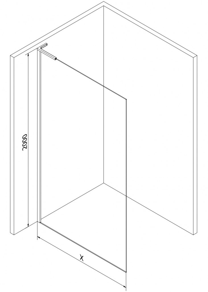 MEXEN/S Kioto L Sprchová zástěna WALK-IN 120 x 200, dekor, černá 800-120-103-70-30