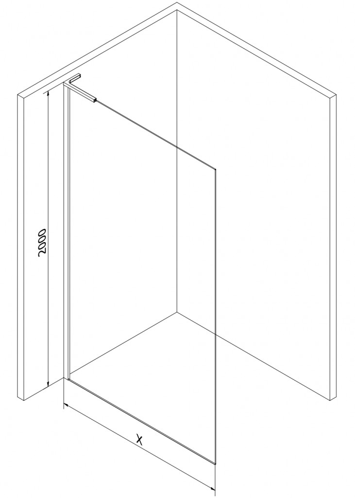 MEXEN/S Kioto L Sprchová zástěna WALK-IN 120 x 200, zrcadlové, černá 800-120-103-70-50