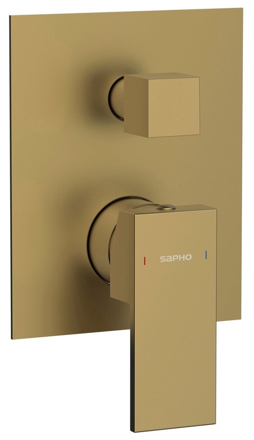 SAPHO CUBEMIX podomítková sprchová baterie, 2 výstupy, zlato mat CM042GB